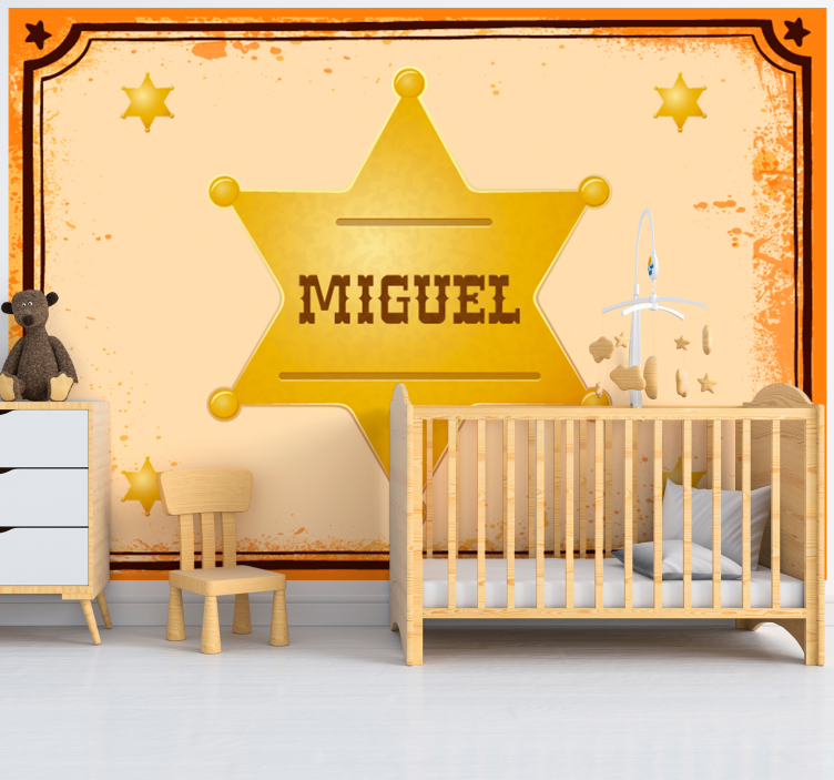 Mural de parede infantil estrela de xerife personalizada - TenStickers