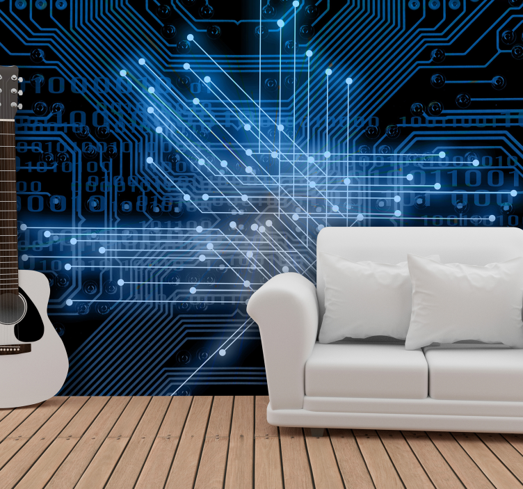 Mural de parede moderno de interconexões azuis - TenStickers