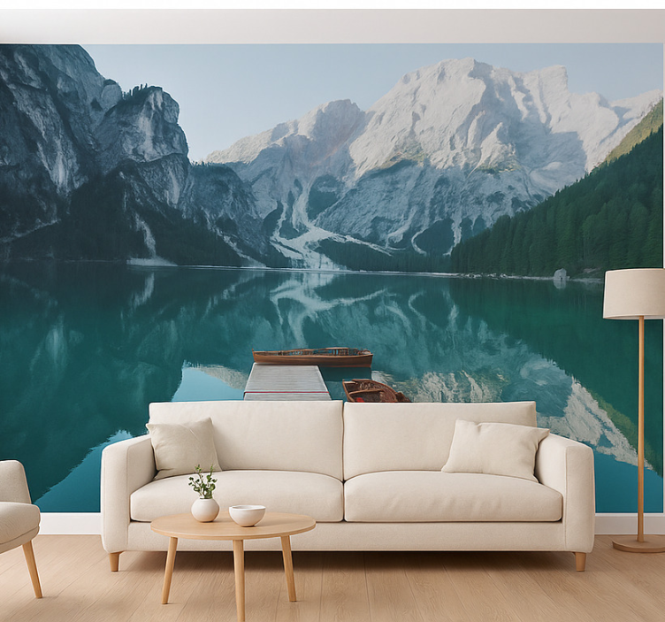 Mural de parede montanha lago di braies, dolomitas - TenStickers