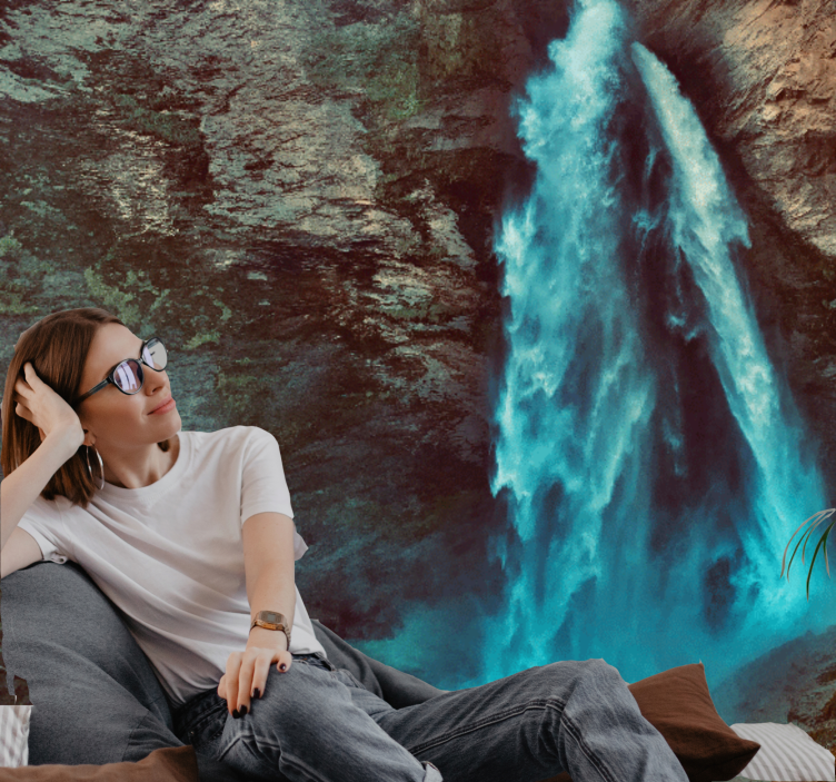 Mural de parede montanha perspectiva da grande cachoeira - TenStickers