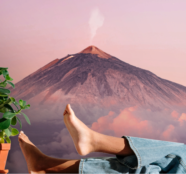 Mural de parede montanha pico do vulcão fumegante - TenStickers