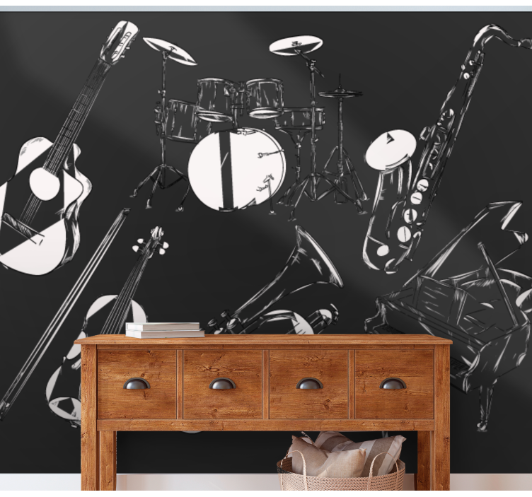 Mural de parede música coleção de instrumentos musicais - TenStickers