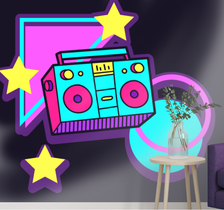 Mural de parede música elementos de boombox retrô - TenStickers