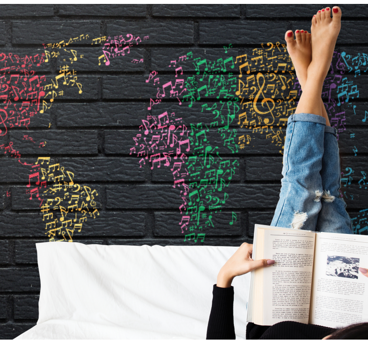 Mural de parede música mapa mundi musical - TenStickers