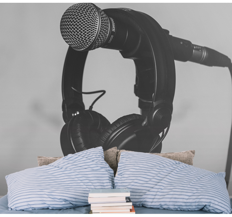 Mural de parede música microfone e fones de ouvido - TenStickers