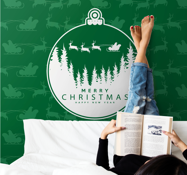 Mural de parede natal paisagem invernosa alegre - TenStickers