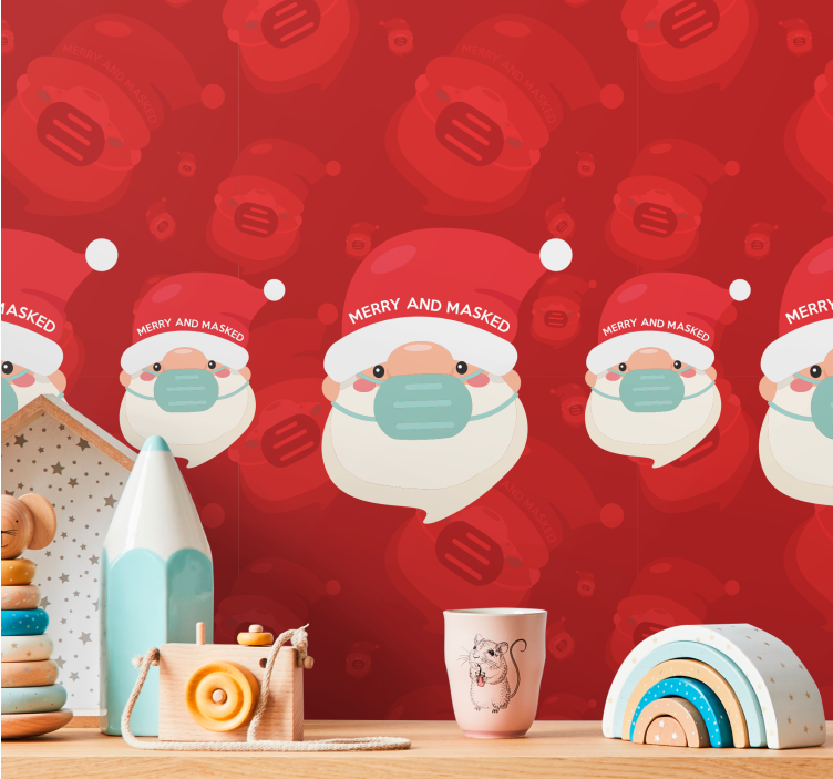 Mural de parede natal papai noel de máscara - TenStickers
