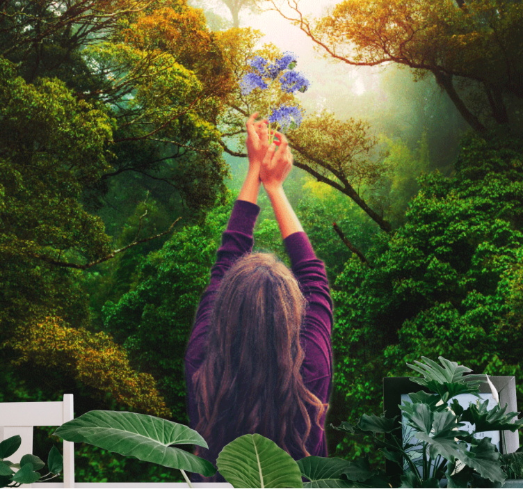 Mural de parede natureza alcançando flores - TenStickers