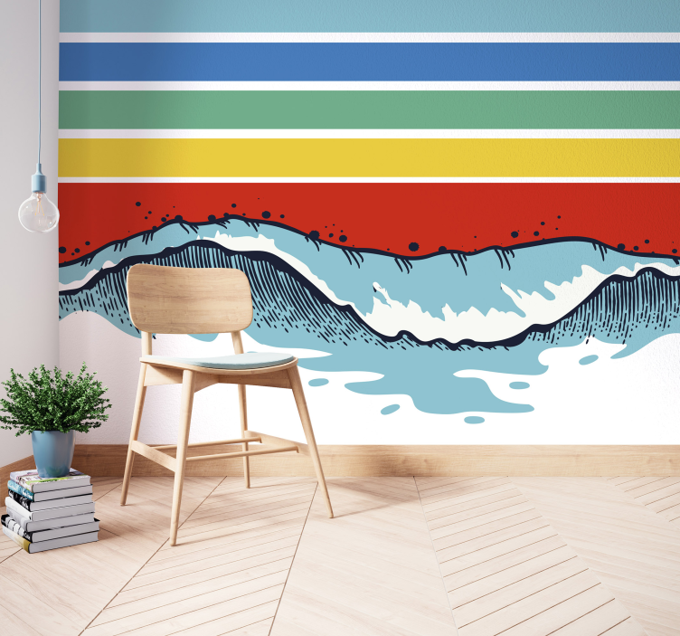 Mural de parede natureza com padrão de ondas estilizadas - TenStickers