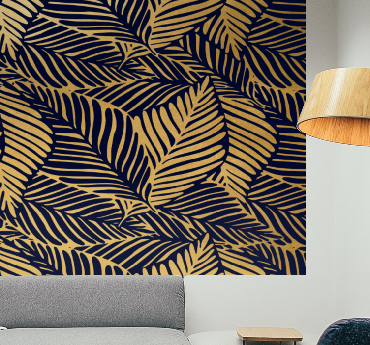 Mural de parede natureza com padrões de folhas detalhados - TenStickers