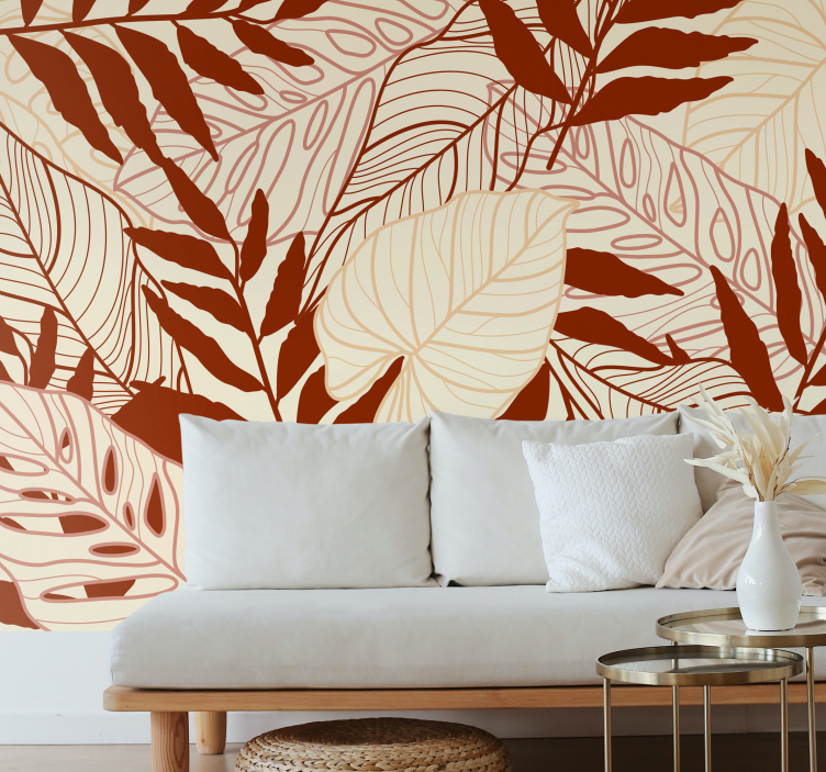 Mural de parede natureza com padrões de folhas tropicais - TenStickers