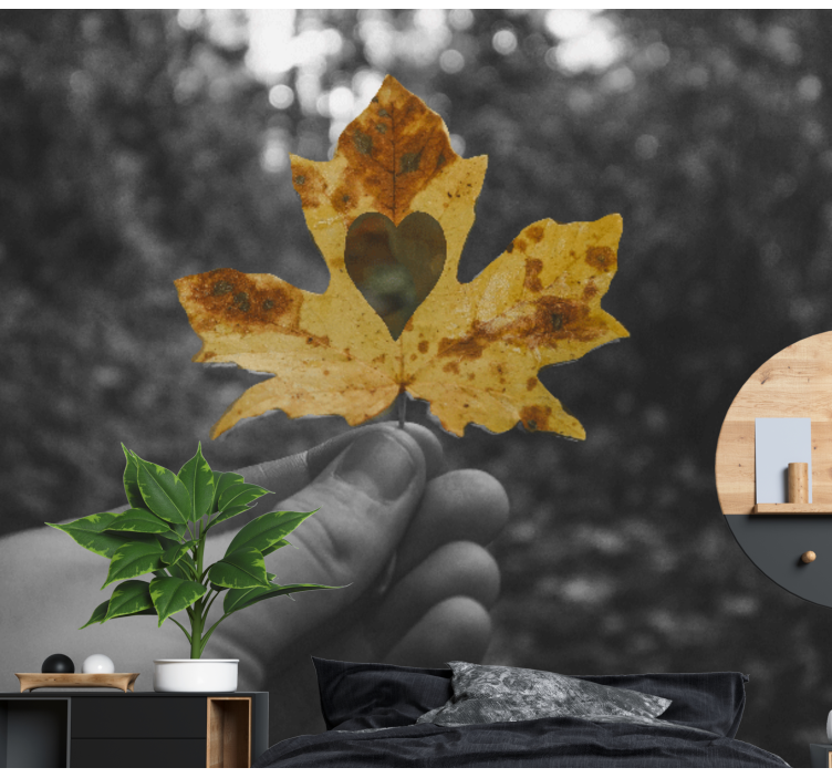 Mural de parede natureza folha em forma de coração - TenStickers