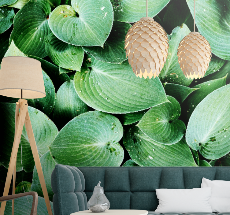 Mural de parede natureza folhas verdes luxuriantes - TenStickers