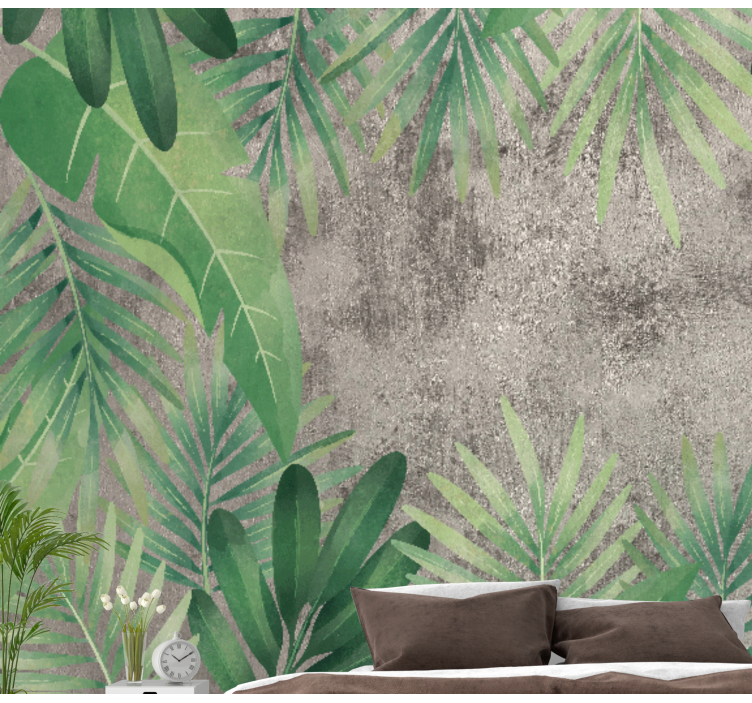 Mural de parede natureza folhas verdes vibrantes - TenStickers