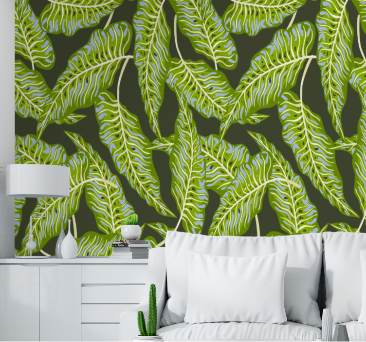 Mural de parede natureza ilustração de folhas tropicais - TenStickers
