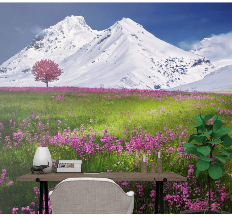 Mural de parede natureza montanhas nevadas florescem - TenStickers