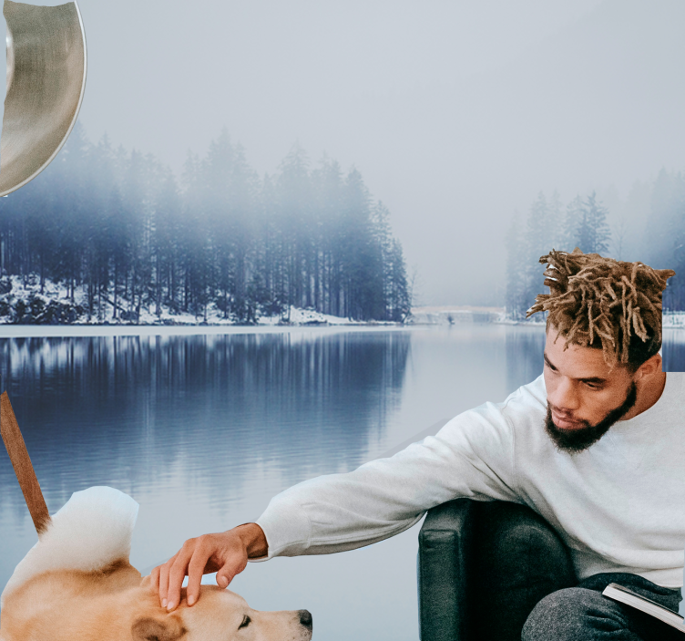 Mural de parede natureza paisagem serene à beira do lago - TenStickers