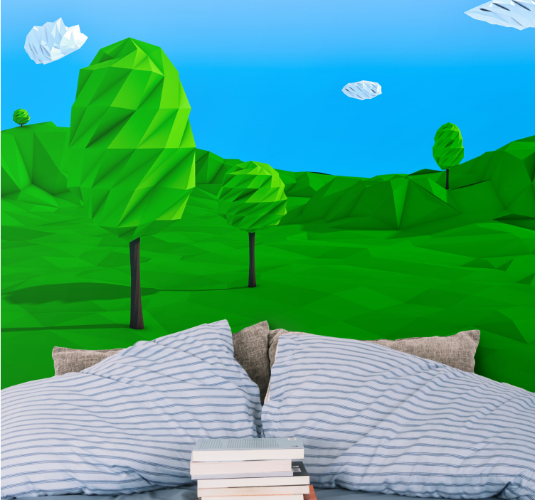 Mural de parede natureza paisagem verde geométrica - TenStickers