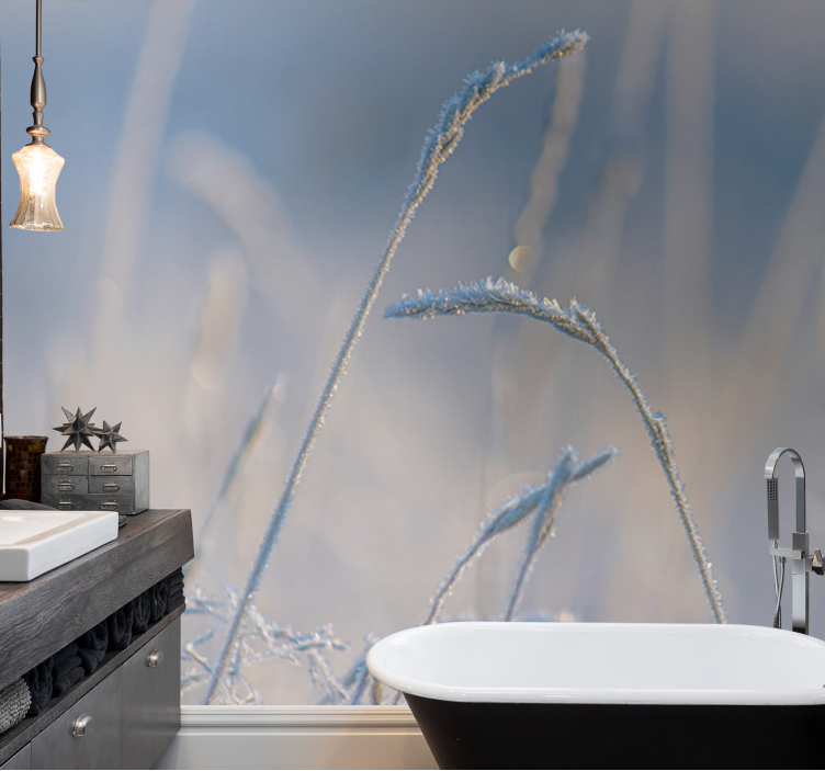 Mural de parede natureza pontas de grama congelada - TenStickers