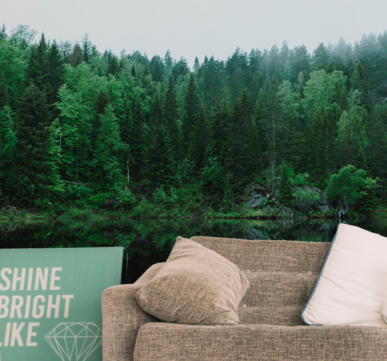 Mural de parede natureza reflexo da floresta tranquila - TenStickers