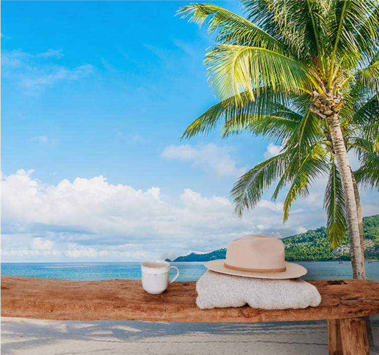 Mural de parede natureza refúgio da costa tropical - TenStickers