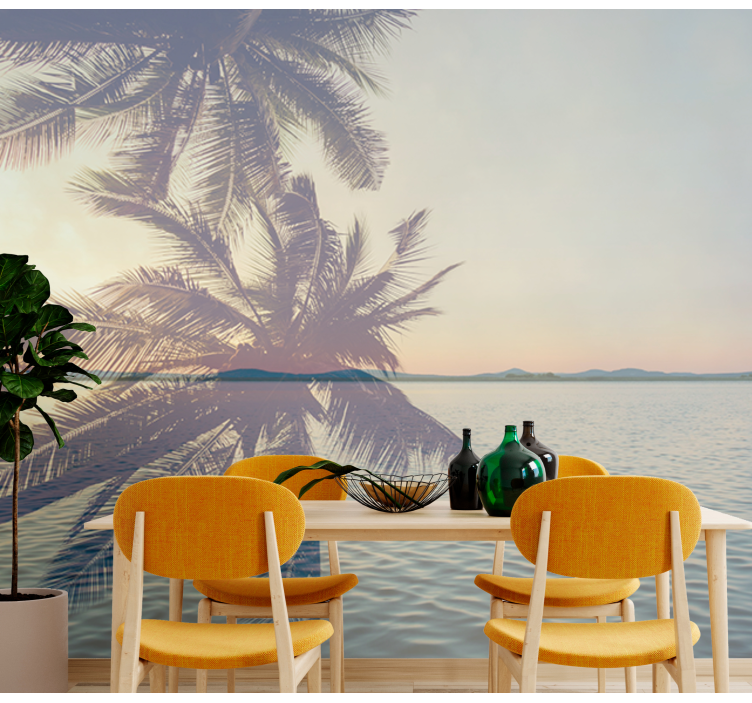 Mural de parede natureza silhueta serena de palma - TenStickers