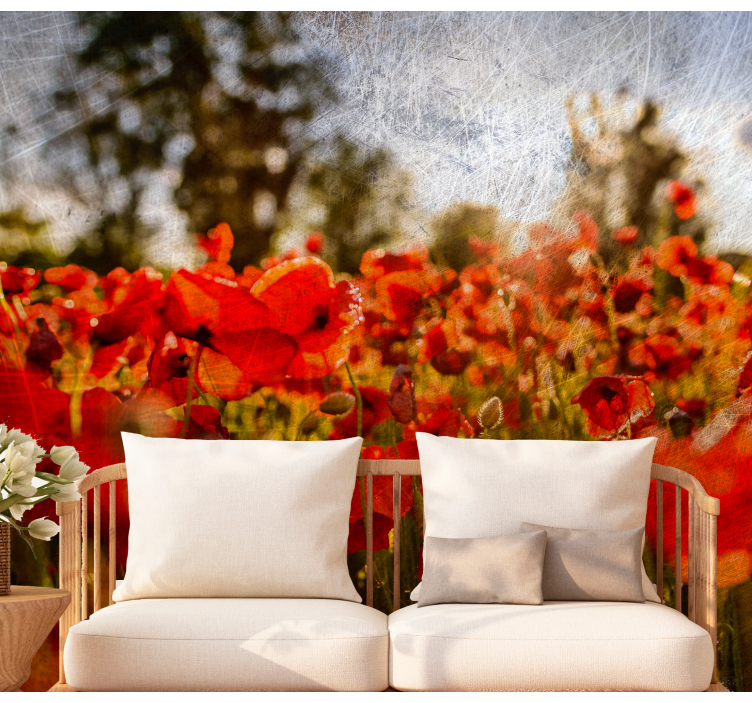 Mural de parede papoilas flor de campo de papoilas - TenStickers