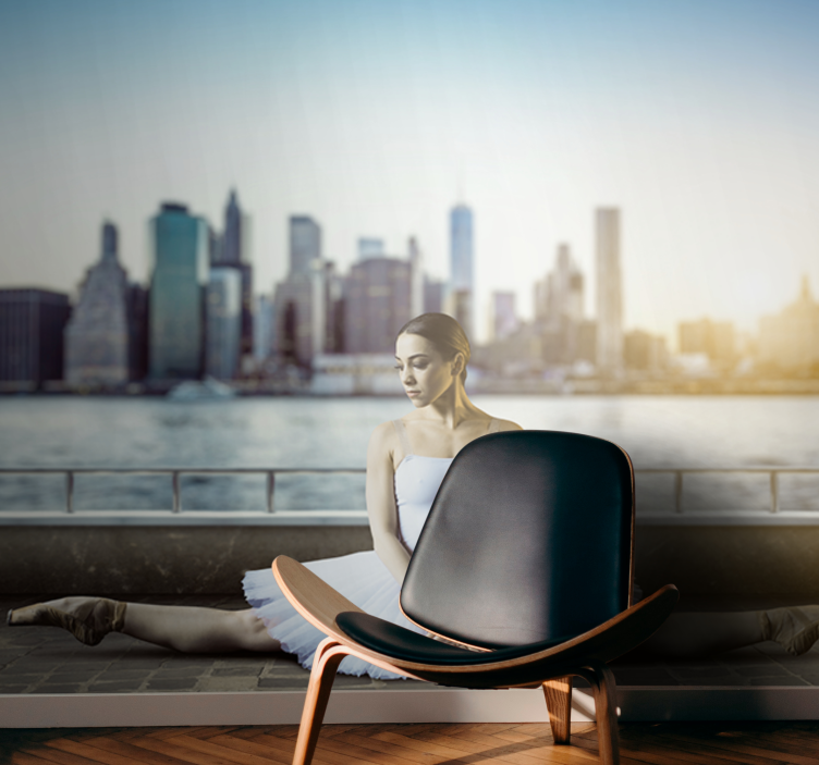 Mural de parede pessoa bailarina e paisagem urbana - TenStickers