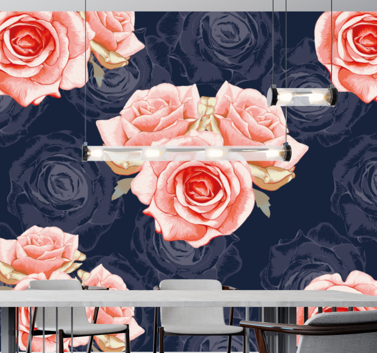 Mural de parede rosas flores pink elegantes - TenStickers