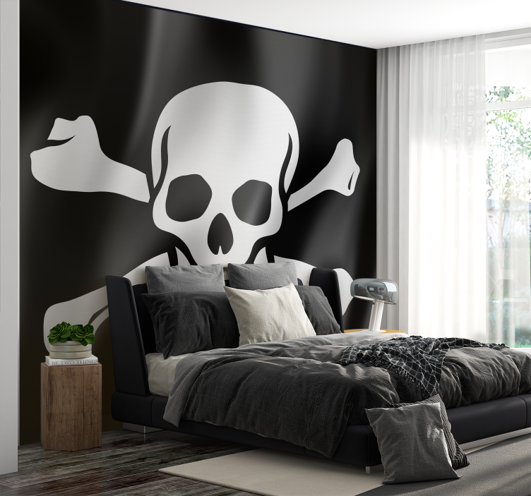 Mural de parede para a sala bandeira pirata - TenStickers