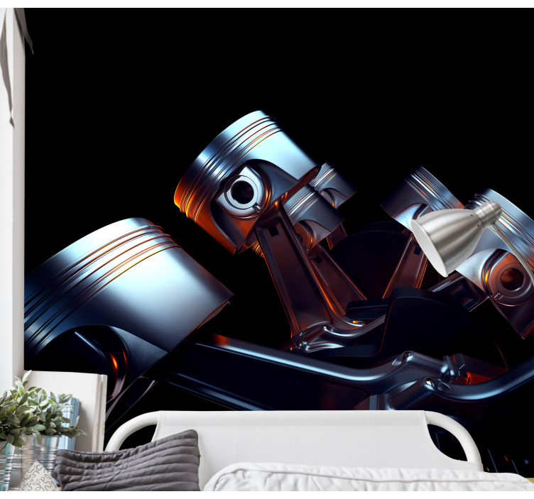 Mural de parede veículos detalhe de componentes do motor - TenStickers