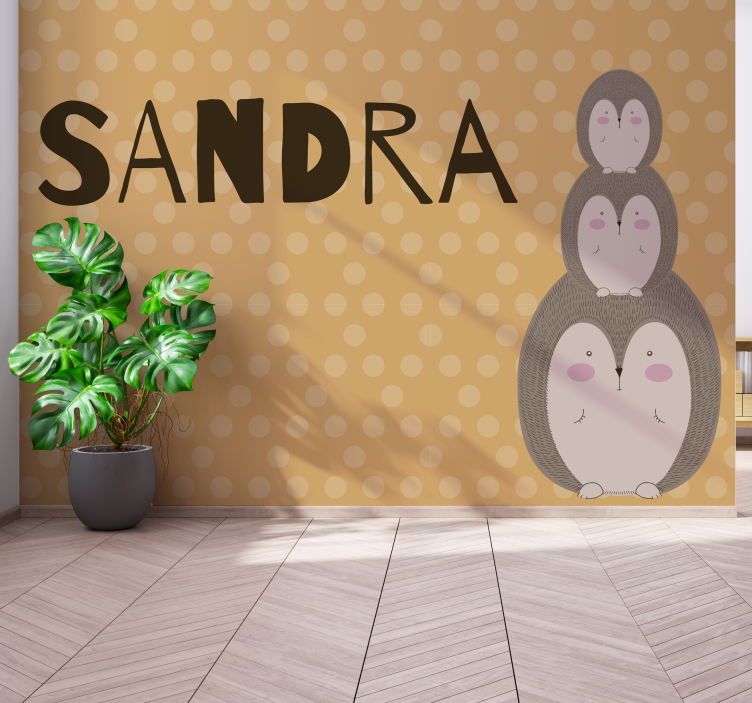 mural de parede com nome e Porco-espinho - TenStickers