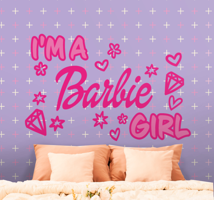 Sou uma menina barbie citação notas musicais fotomural d - TenStickers