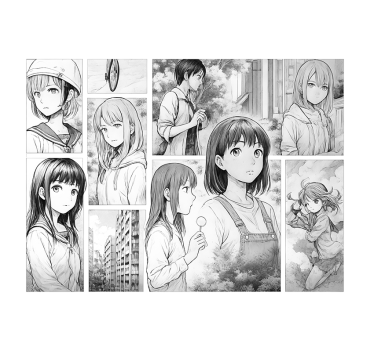 Mural de parede juvenis mangá preto e branco - TenStickers