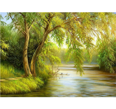 Mural de parede bosques salgueiro do rio sereno - TenStickers