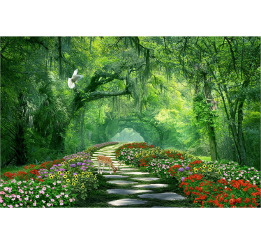 Mural de parede bosques caminho surreal na floresta - TenStickers