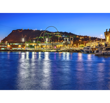 Fotomural vinílico de parede Barcelona entardecer Montjuic  - TenStickers