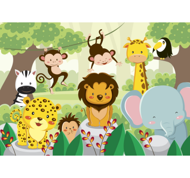 Fotomural decorativo infantil animais na selva - TenStickers