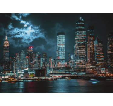 Fotomural de parede de cidades noite nublada em NY - TenStickers