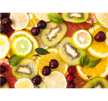 fotomural vinílico de parede de cozinha diferentes cortes de frut - TenStickers