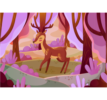 Mural de parede animais veado encantador da floresta - TenStickers