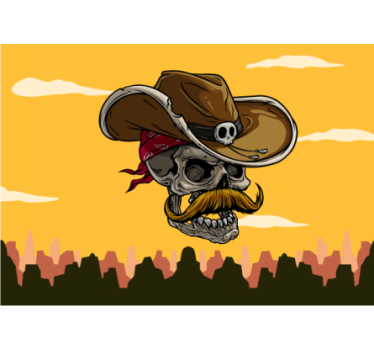 Mural de parede de arte urbana design de caveira de cowboy - TenStickers