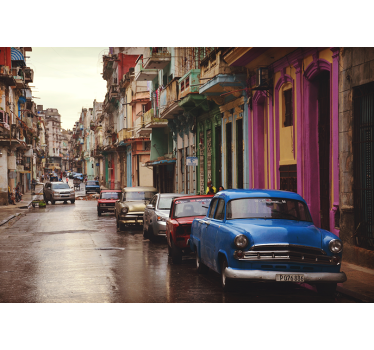fotomural vinílico colorido de carros clássicos antigos - TenStickers