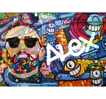 Mural de parede de arte urbana retrato urbano colorido - TenStickers