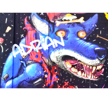 Mural de parede de arte urbana lobo azul personalizável - TenStickers