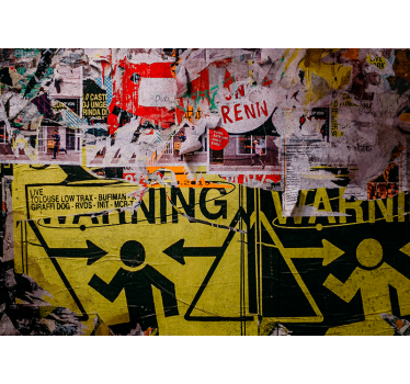 Mural de parede de arte urbana sinais de alerta urbanos - TenStickers