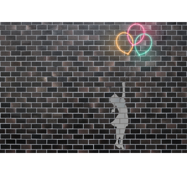 Mural de parede de arte urbana menina pegando balões - TenStickers
