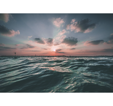 Mural de parede mar pôr do sol sobre as ondas - TenStickers