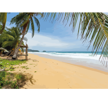 Praia com palmeiras em um dia de sol murais naturais - TenStickers