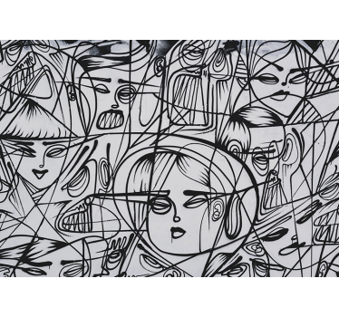 Mural de parede de arte urbana rostos de expressão abstrata - TenStickers